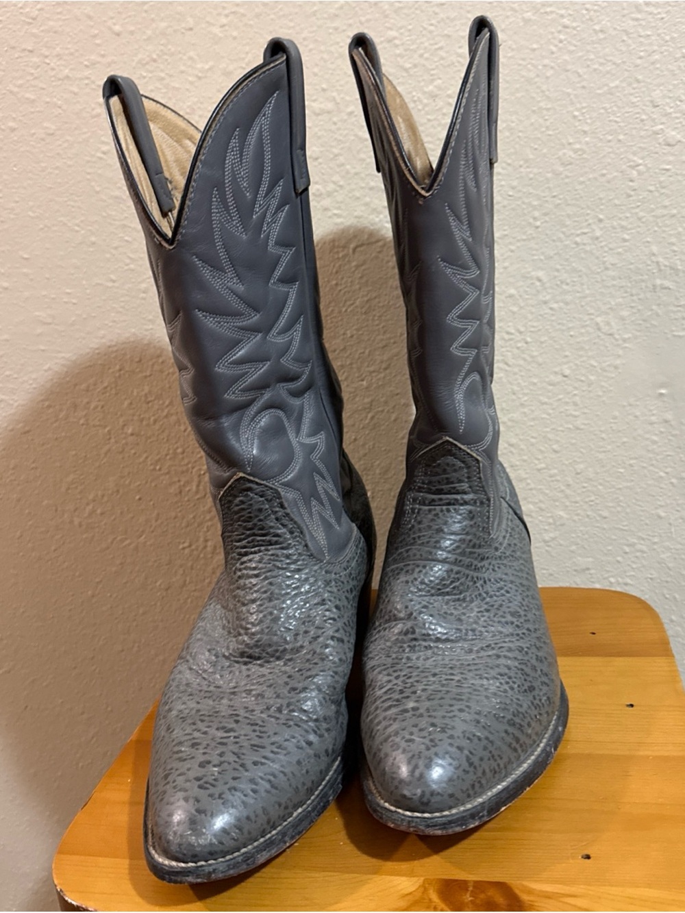Palomino Men's Grey Western Cowboy Boots - Classic Embroidered Shaft - Picture 3 of 13